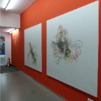 Martin Scholten, Stirr it up (Ruettelbild #3,#4 ), acrylic and pastel on polyester, 165x165cm, 2012